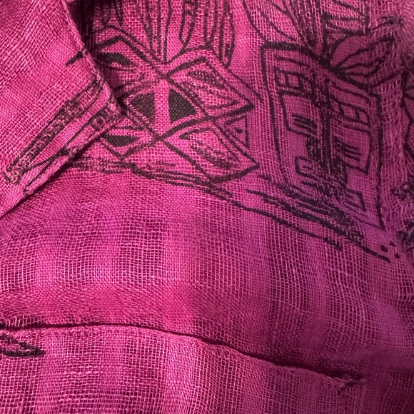 Vintage French Laundry Magenta Linen Button-Down Shirt - Picture 5 of 5